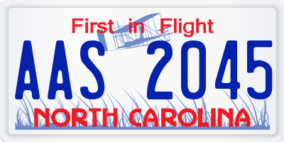 NC license plate AAS2045