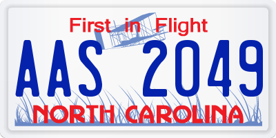 NC license plate AAS2049