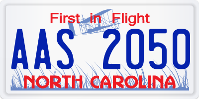 NC license plate AAS2050