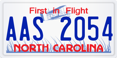 NC license plate AAS2054