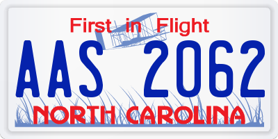 NC license plate AAS2062
