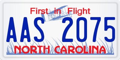 NC license plate AAS2075