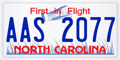 NC license plate AAS2077