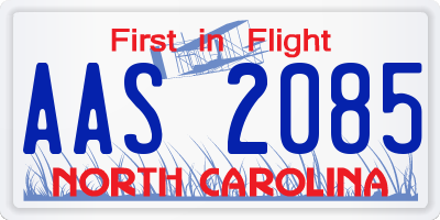 NC license plate AAS2085
