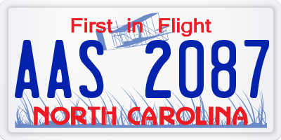 NC license plate AAS2087