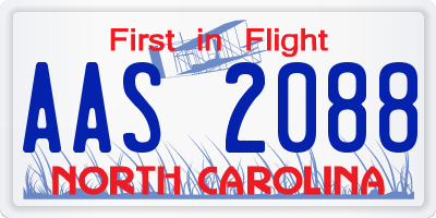 NC license plate AAS2088