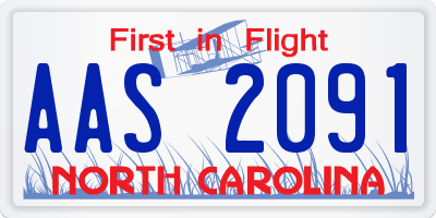 NC license plate AAS2091