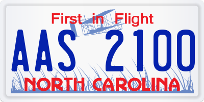NC license plate AAS2100
