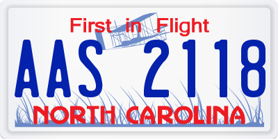 NC license plate AAS2118