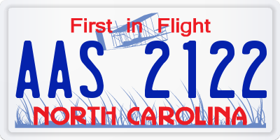 NC license plate AAS2122