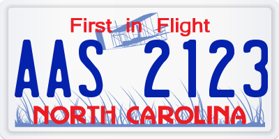 NC license plate AAS2123