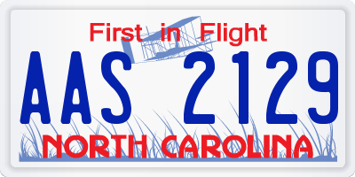 NC license plate AAS2129
