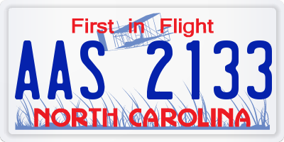 NC license plate AAS2133