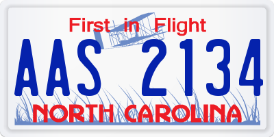 NC license plate AAS2134