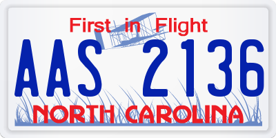 NC license plate AAS2136