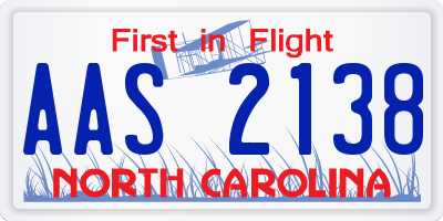 NC license plate AAS2138