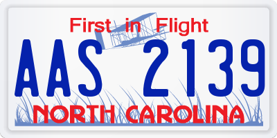 NC license plate AAS2139