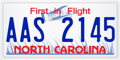 NC license plate AAS2145