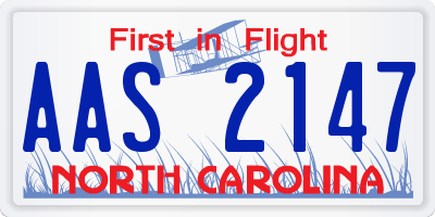 NC license plate AAS2147