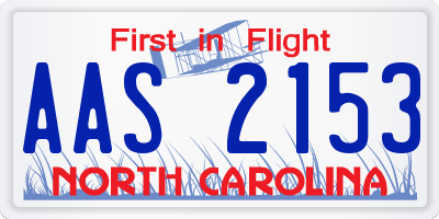 NC license plate AAS2153
