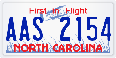 NC license plate AAS2154