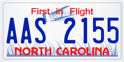 NC license plate AAS2155