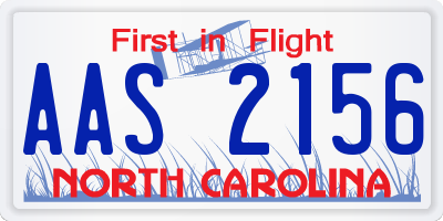 NC license plate AAS2156