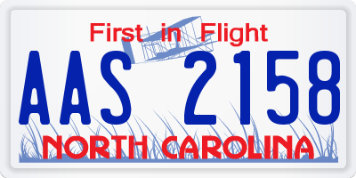 NC license plate AAS2158