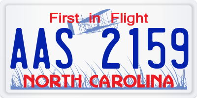 NC license plate AAS2159