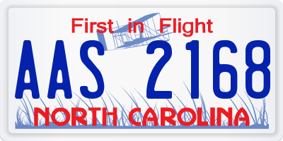 NC license plate AAS2168