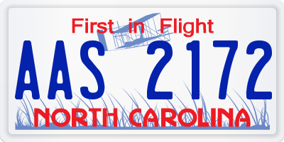 NC license plate AAS2172