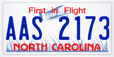 NC license plate AAS2173
