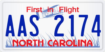 NC license plate AAS2174
