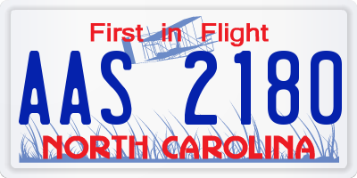 NC license plate AAS2180