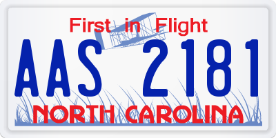 NC license plate AAS2181