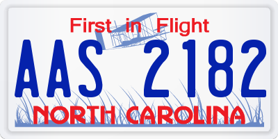 NC license plate AAS2182