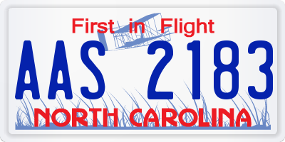 NC license plate AAS2183