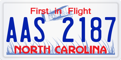 NC license plate AAS2187