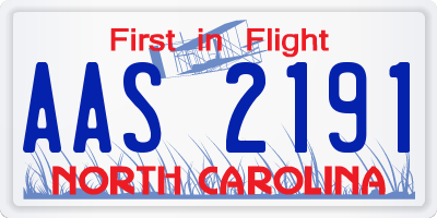 NC license plate AAS2191
