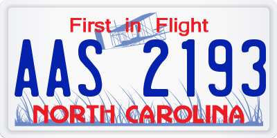 NC license plate AAS2193