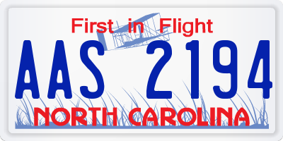 NC license plate AAS2194
