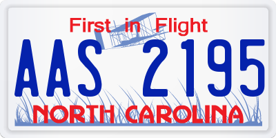 NC license plate AAS2195