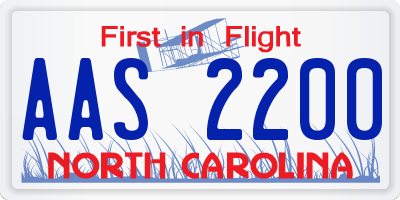 NC license plate AAS2200