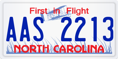 NC license plate AAS2213