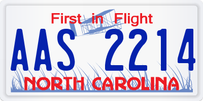 NC license plate AAS2214