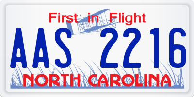 NC license plate AAS2216
