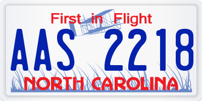 NC license plate AAS2218