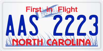 NC license plate AAS2223
