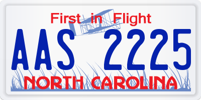 NC license plate AAS2225