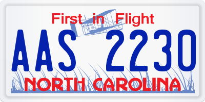 NC license plate AAS2230